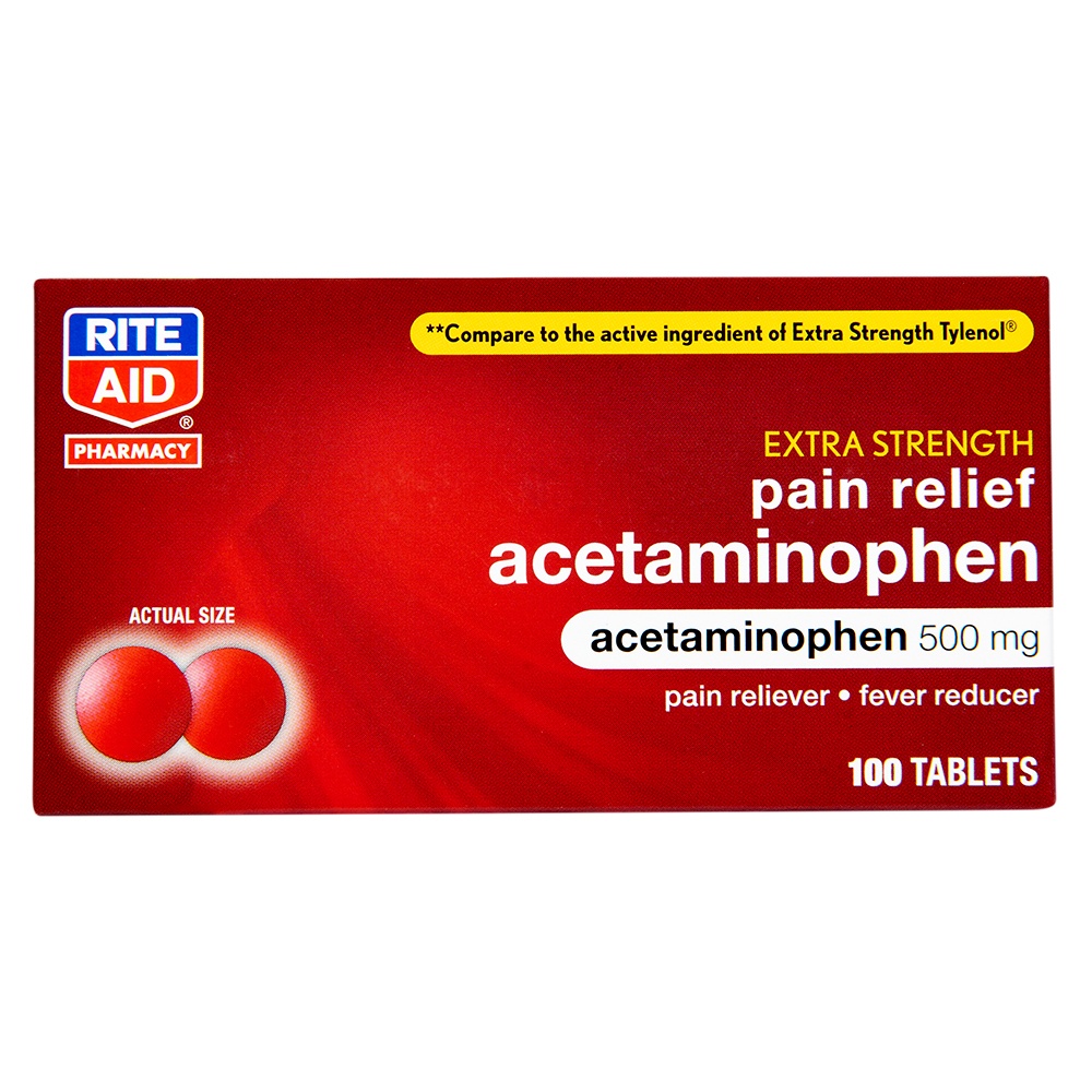 slide 1 of 4, Rite Aid Extra Strength Acetaminophen Easy Tabs, 500 mg, 100 ct