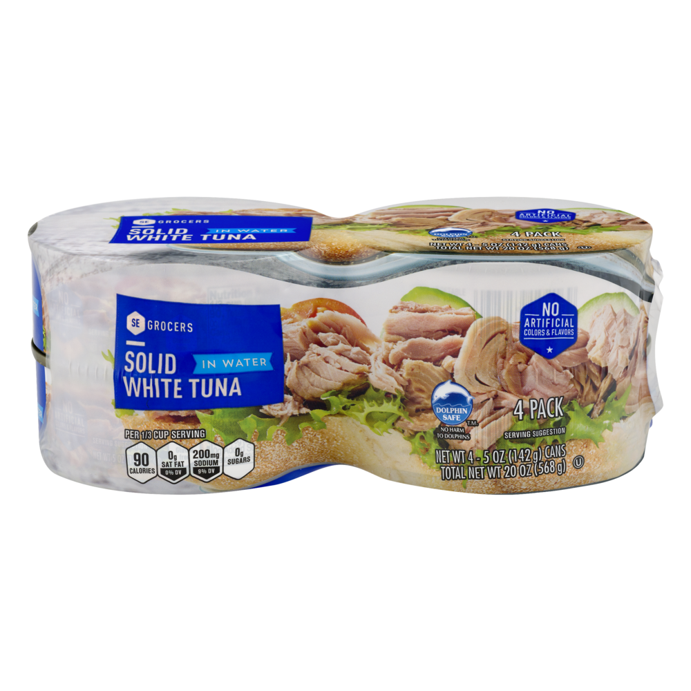 slide 1 of 1, SE Grocers Solid White Tuna In Water, 4 ct; 5 oz