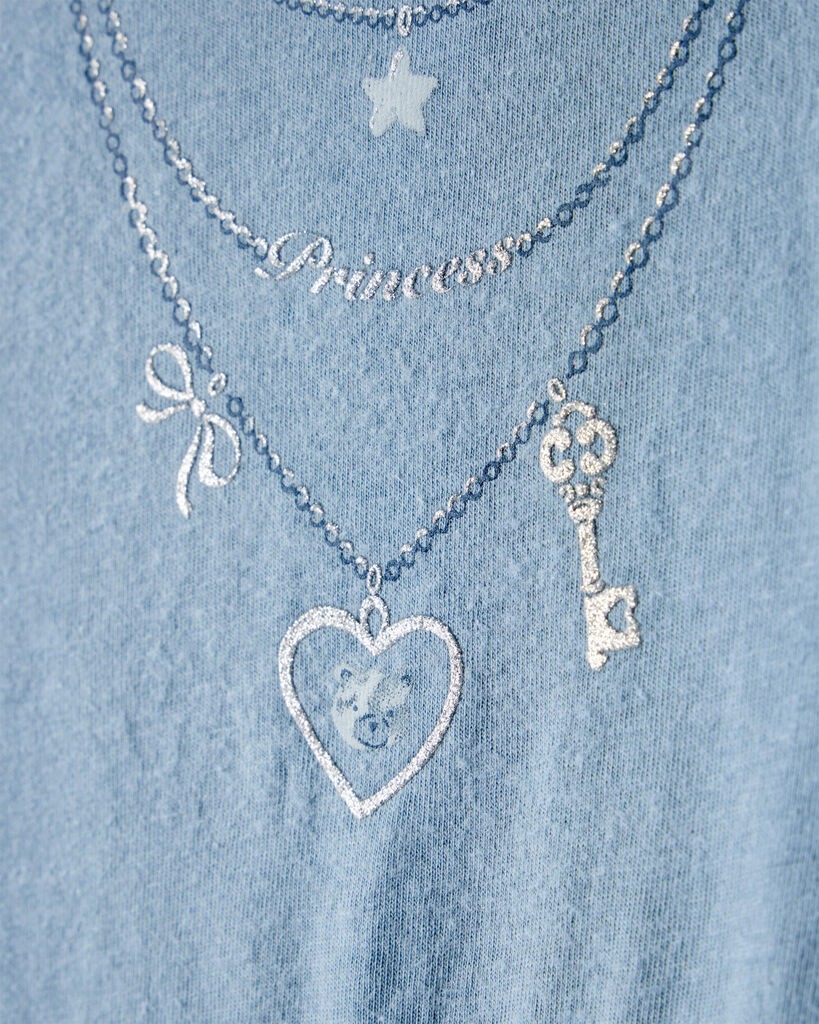slide 3 of 3, Carter's Girls Charm Necklace Long-Sleeve Graphic Tee - Blue Blue XL, 1 ct