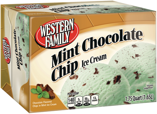 slide 1 of 1, Western Family Mint Chocolate Chip Ice Cream, 56 oz