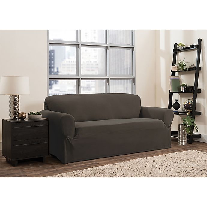 slide 1 of 6, Smart Fit Portland Stretch Sofa Slipcover - Brown, 1 ct