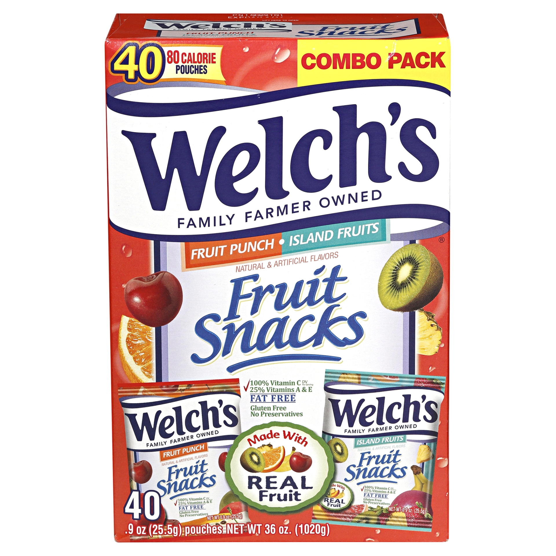 slide 1 of 7, Welch's Fruit Punch and Island Fruits Variety Pack, 40 ct; 36 oz