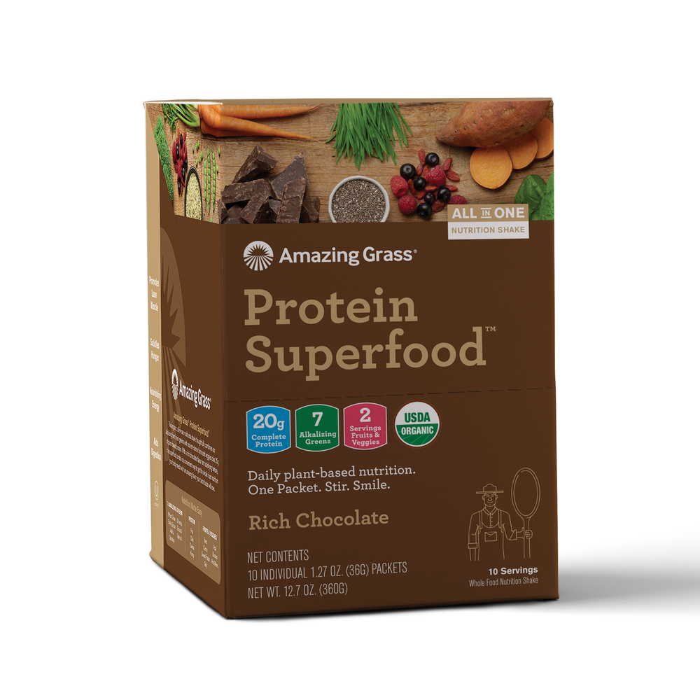 slide 1 of 1, Amazing Grass Protein Superfood Chocolate Box, 10 ct