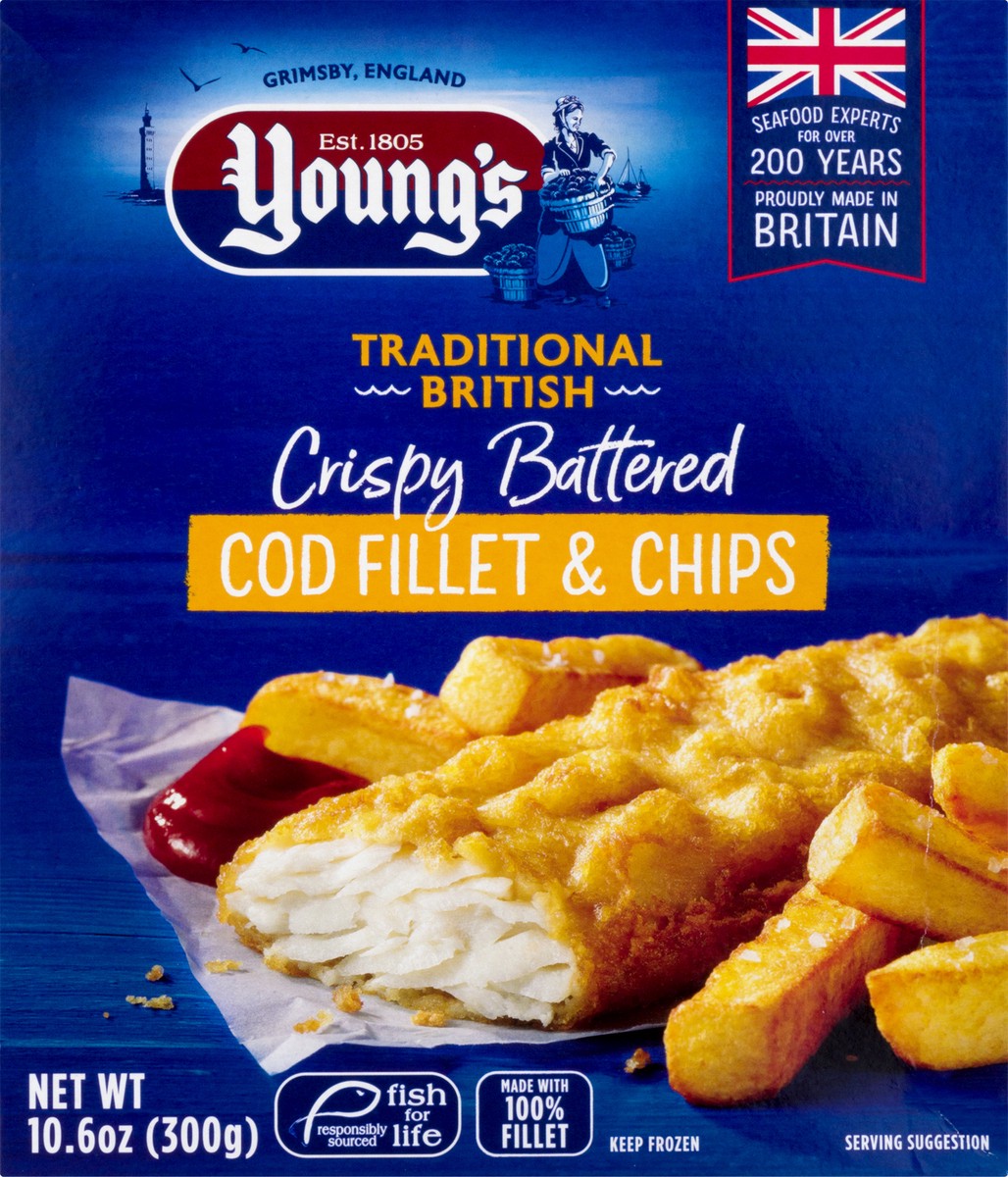 slide 8 of 12, Young's Traditional British Crispy Battered Cod Fillet & Chips 10.6 oz, 10.6 oz