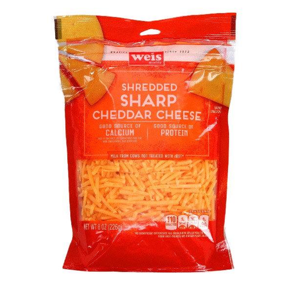 slide 1 of 1, Sharp Yellow Cheddar Shredded Cheese, 8 oz