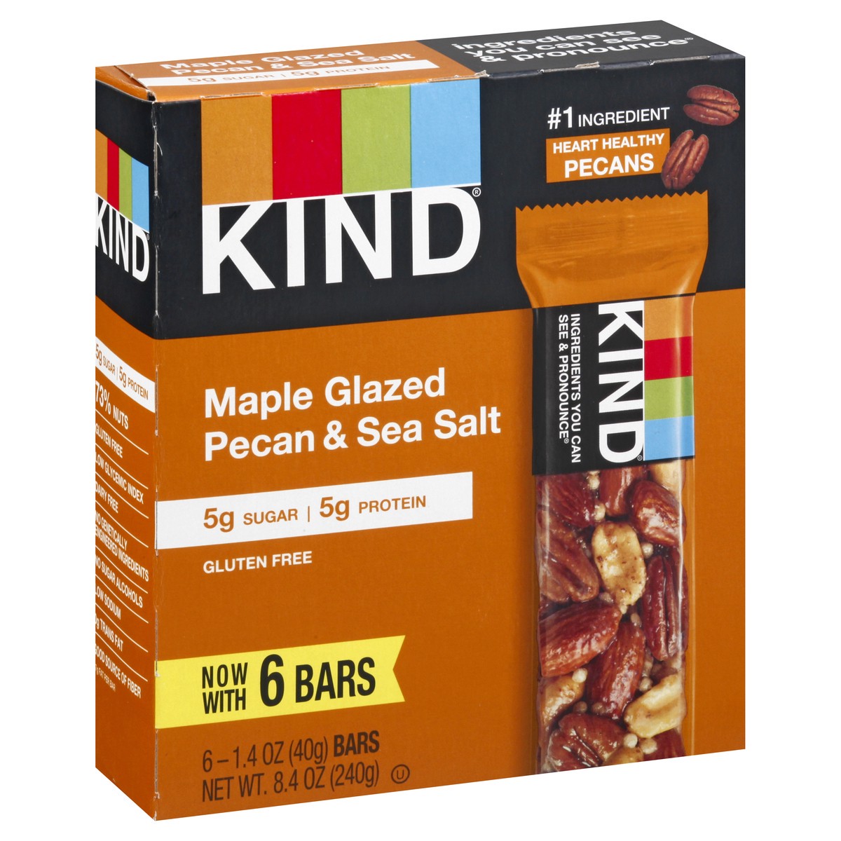slide 8 of 12, KIND Maple Glazed Pecan & Sea Salt Bars 6 ea, 6 ct