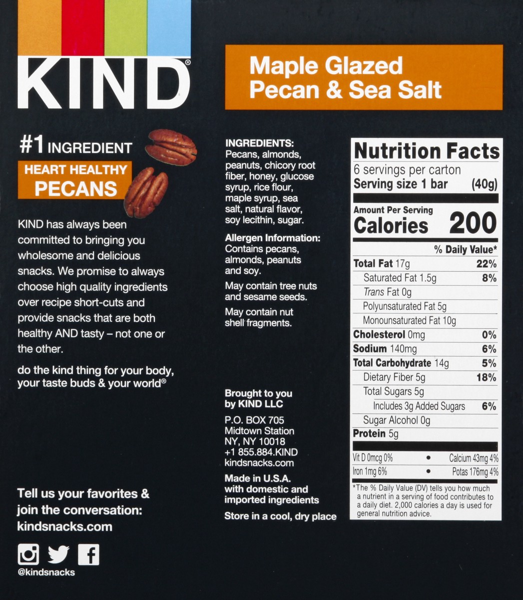 slide 10 of 12, KIND Maple Glazed Pecan & Sea Salt Bars 6 ea, 6 ct