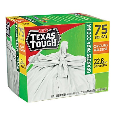 slide 1 of 1, H-E-B Texas Tough Tall Kitchen Flap Closure Trash Bags, 85 ct