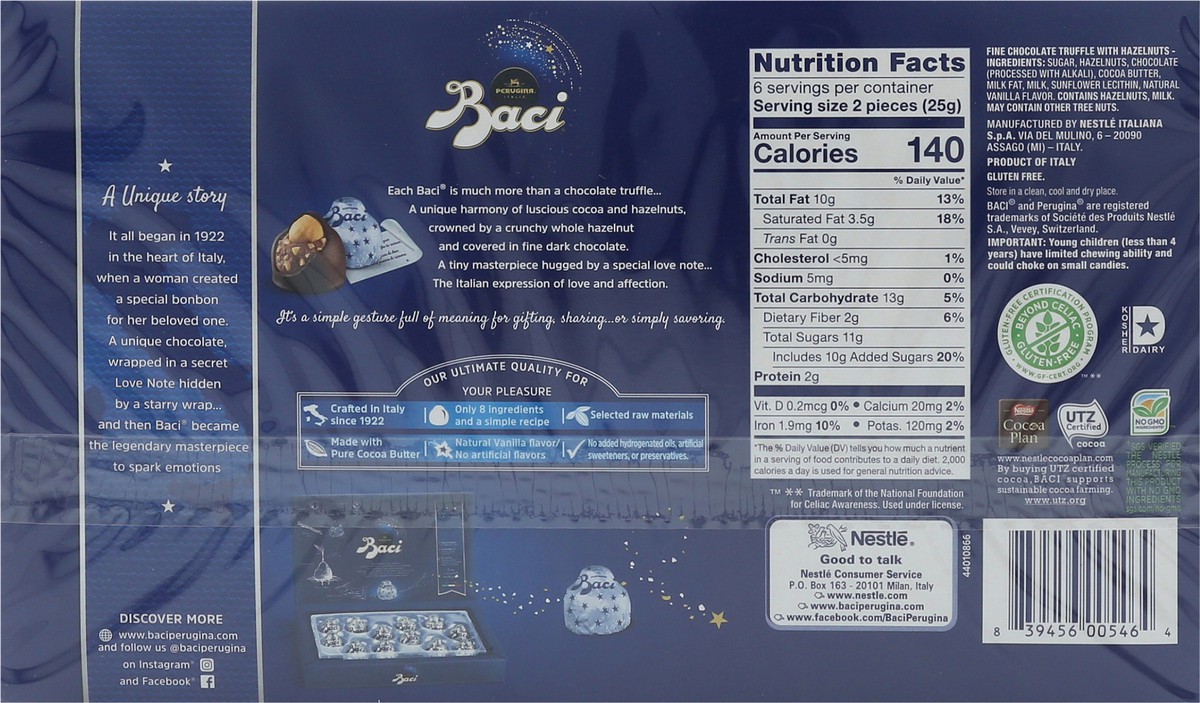 slide 3 of 13, Perugina Baci Classic Dark Chocolate 12-Piece 5.29Oz (150g), 5.29 oz