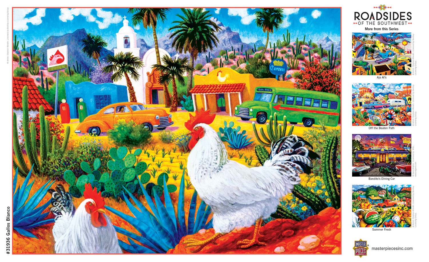 slide 2 of 6, Masterpieces Roadsides Of The Southwest Gallos Blancos Puzzle, 550 ct