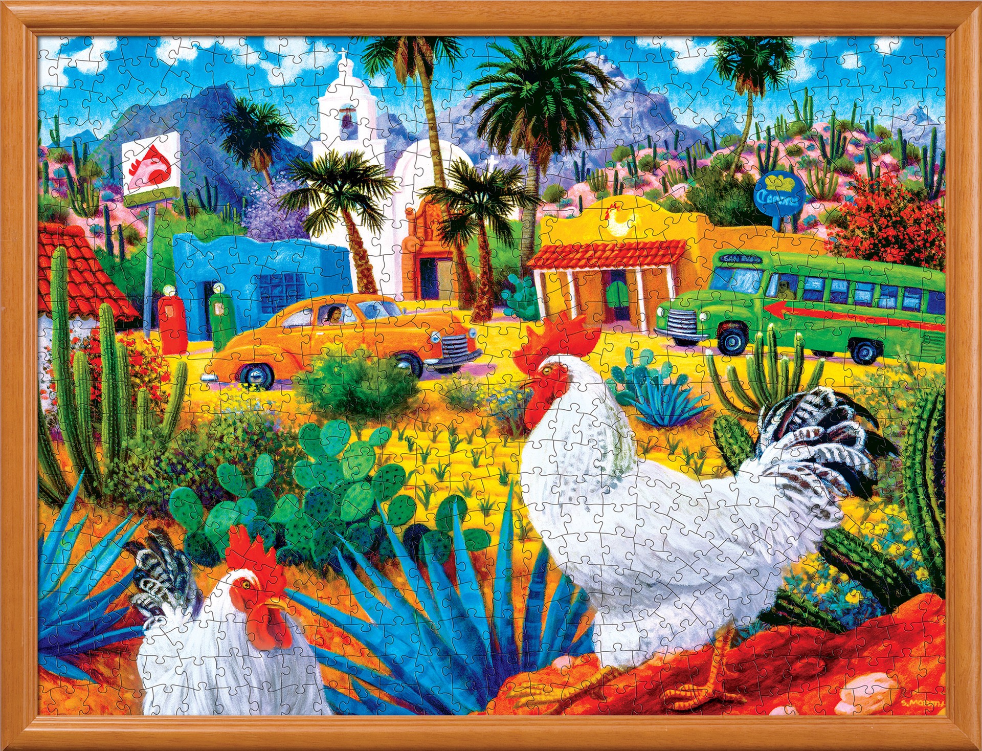 slide 3 of 6, Masterpieces Roadsides Of The Southwest Gallos Blancos Puzzle, 550 ct