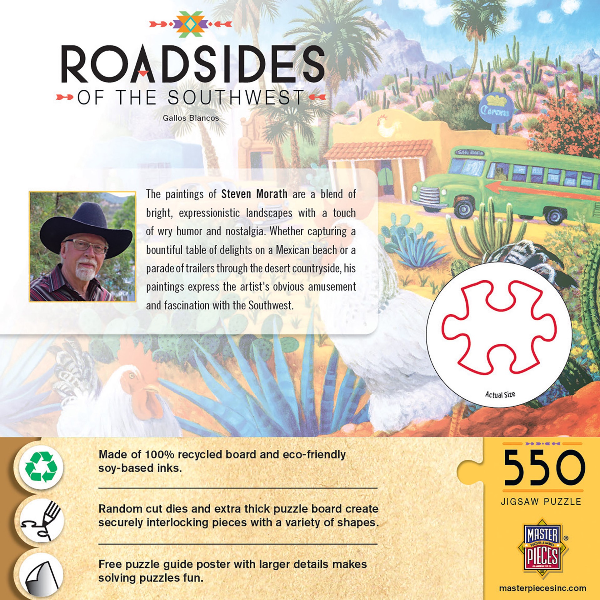 slide 5 of 6, Masterpieces Roadsides Of The Southwest Gallos Blancos Puzzle, 550 ct