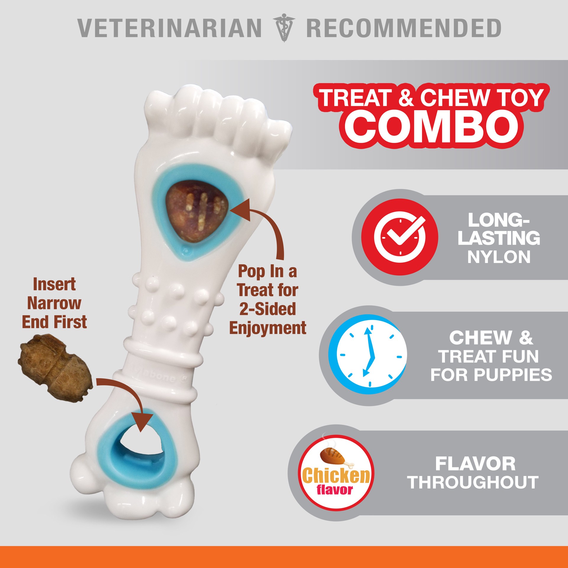 slide 4 of 10, Nylabone Knuckle Bone Pop In Treat Large, 1 ct