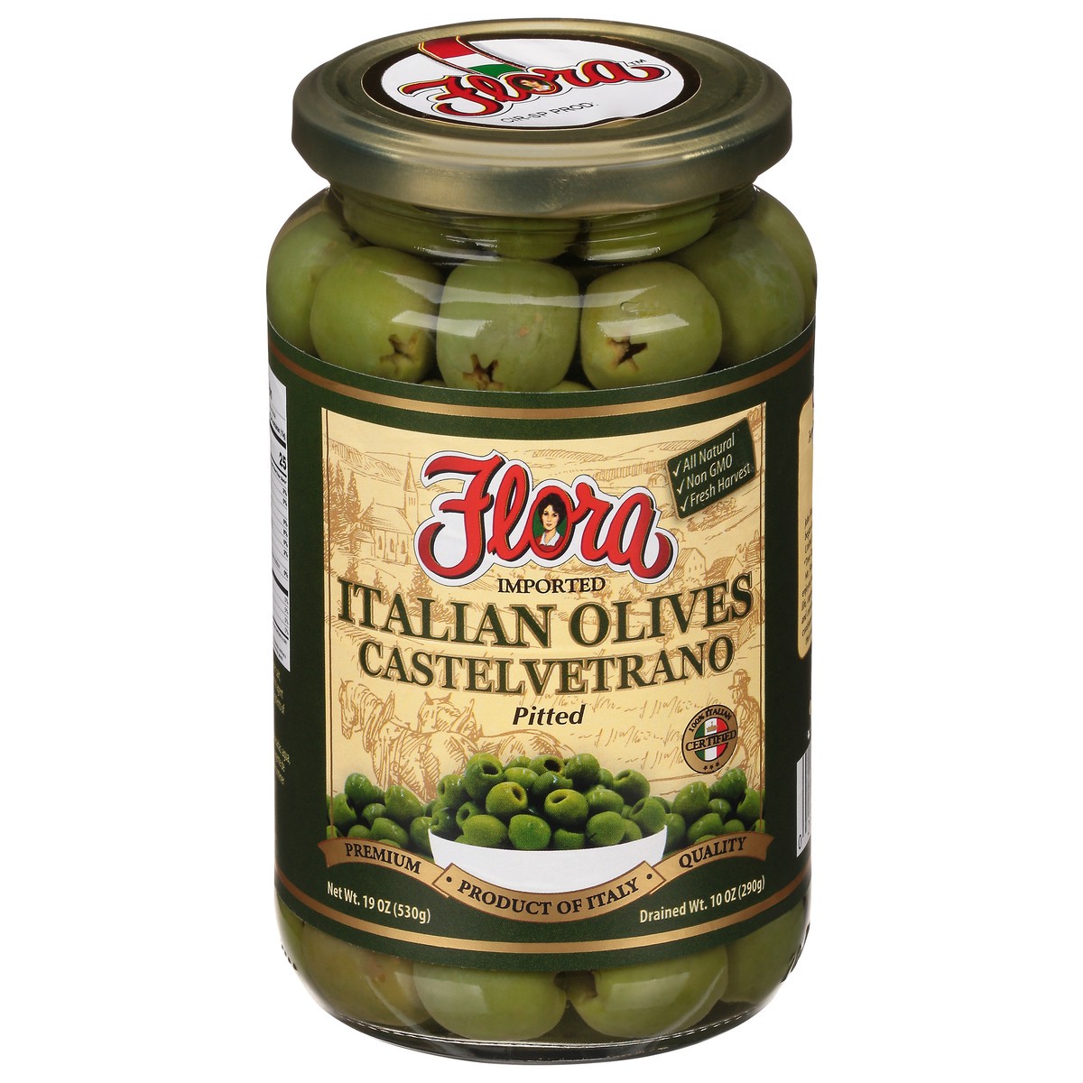 slide 1 of 12, Flora Pitted Imported Italian Olives 19 oz, 19 oz