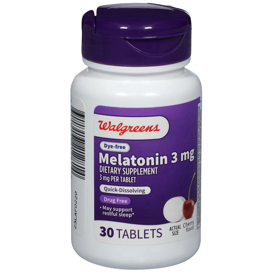 slide 5 of 5, Walgreens Dye-Free Melatonin 3 mg Cherry, 30 ct