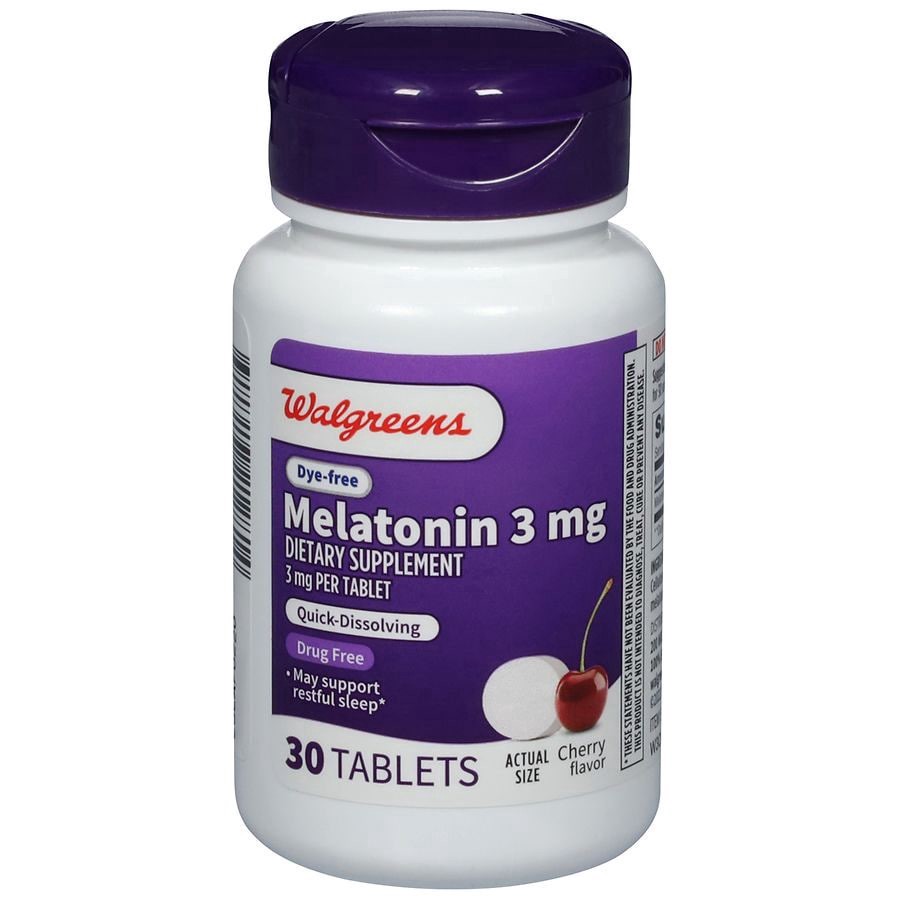 slide 1 of 5, Walgreens Dye-Free Melatonin 3 mg Cherry, 30 ct