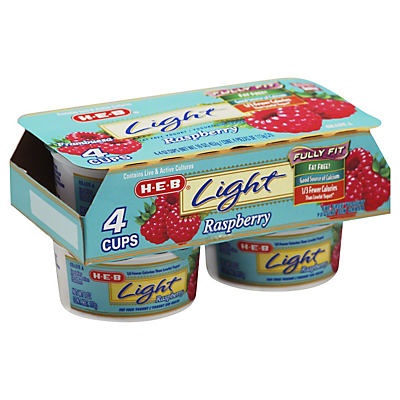 slide 1 of 1, H-E-B Fat Free Raspberry Yogurt, 4 ct