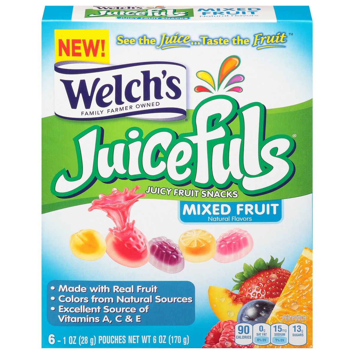 slide 1 of 1, Welch's Fruit Snacks Juicy Mixed Fruit, 1 ct