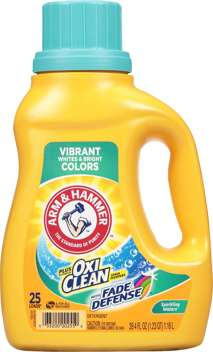 slide 8 of 11, ARM & HAMMER Plus OxiClean Stain Fighters Sparkling Waters Detergent with Fade Defense 39.4 fl oz, 39 oz