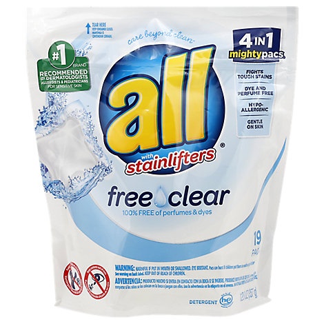 slide 1 of 1, All Mightypac Free Clear, 19 ct
