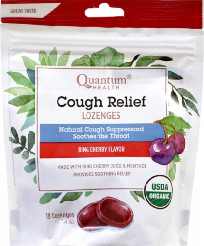 slide 1 of 7, Quantum Cherry Cough Relief Lozenges, 18 ct