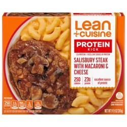 Lean Cuisine Frozen Meal Salisbury Steak with Macaroni and Cheese, Protein Kick Microwave Meal, Microwave Steak Dinner, Frozen Dinner for One