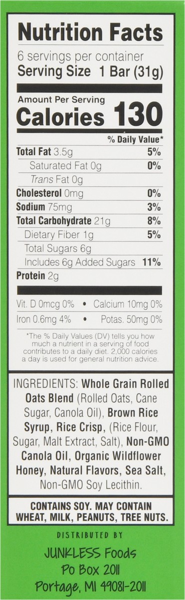 slide 11 of 12, Junkless Oats & Honey Chewy Granola Bars, 6 ct