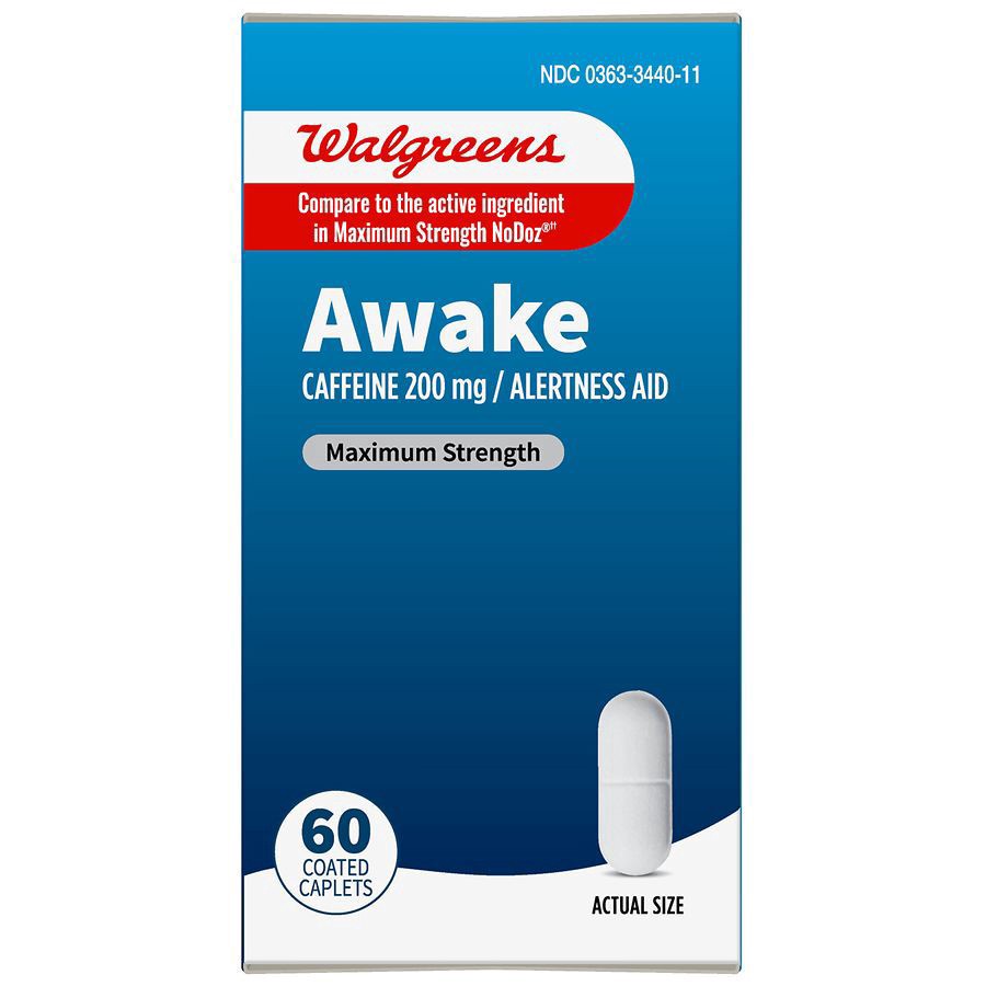 slide 4 of 5, Walgreens Maximum Strength 200Mg Awake Coated Caplets, 60 ct
