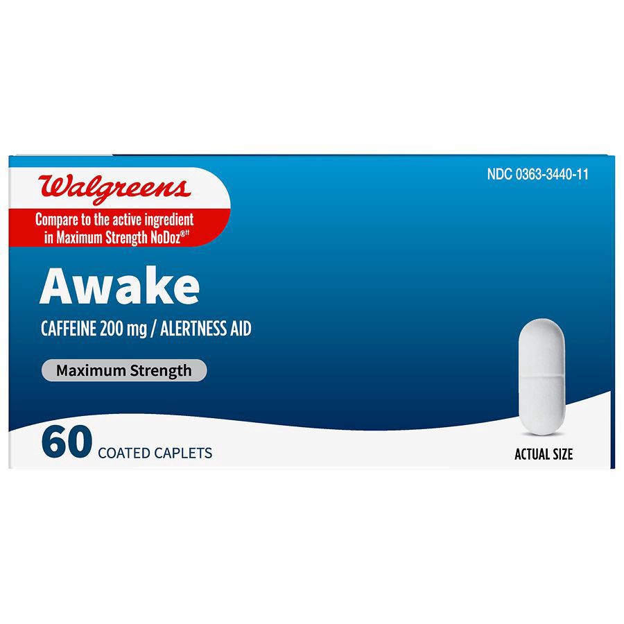 slide 1 of 5, Walgreens Maximum Strength 200Mg Awake Coated Caplets, 60 ct