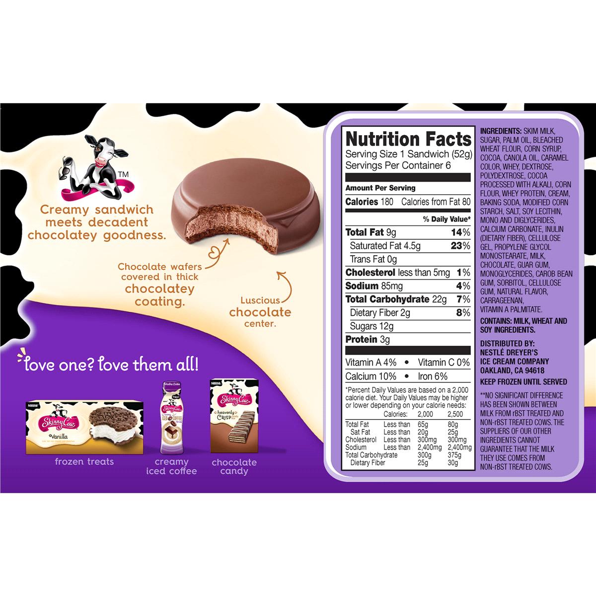 Skinny Cow Ultimate Chocolate Ice Cream Sandwich 6 ct; 2.5 oz Shipt