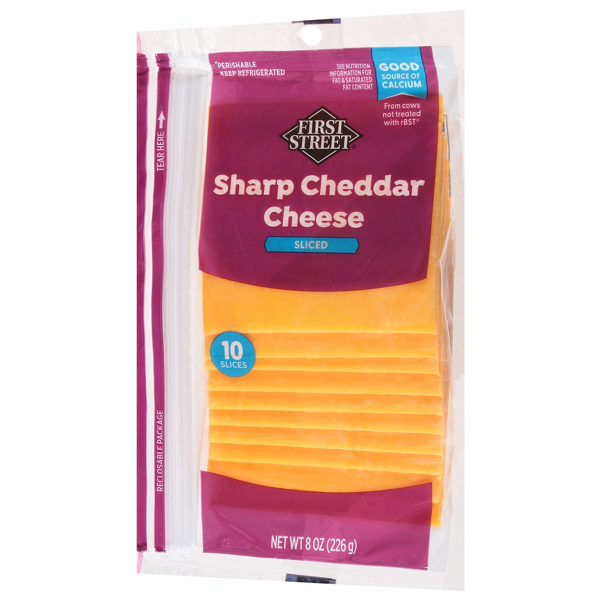 slide 4 of 14, First Street Sharp Cheddar Sliced, 8 oz