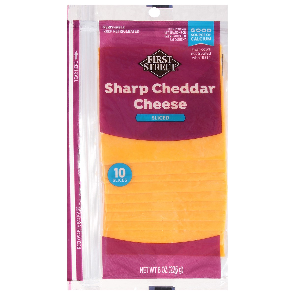 slide 9 of 14, First Street Sharp Cheddar Sliced, 8 oz