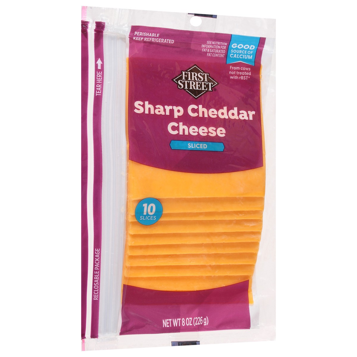 slide 2 of 14, First Street Sharp Cheddar Sliced, 8 oz