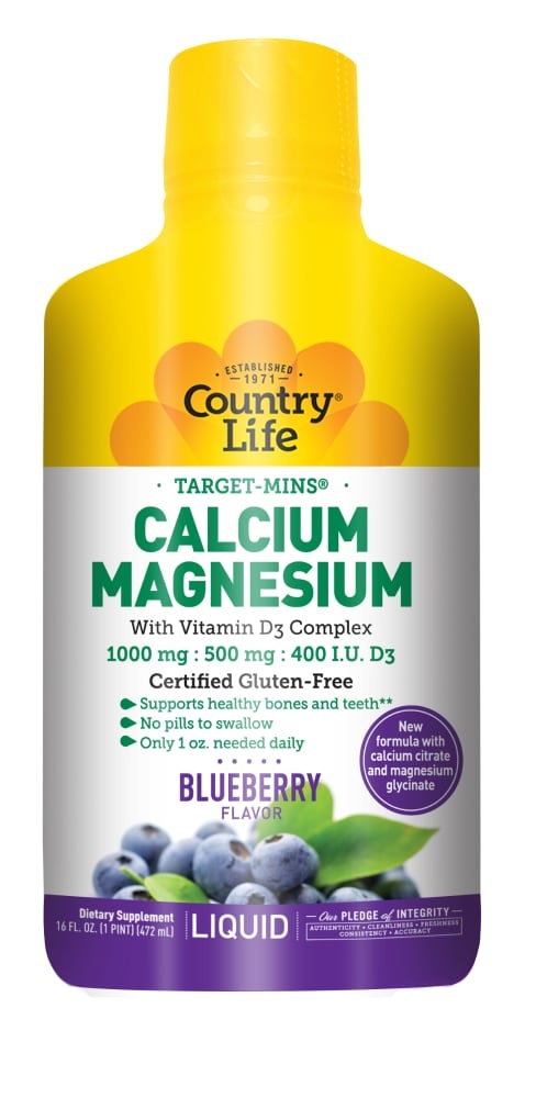 slide 1 of 1, Country Life Target Mins Cal Mag W Vit D Liquid Blueberry, 16 fl oz