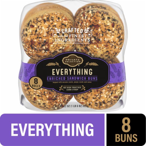 slide 1 of 5, Private Selection Everything Sandwich Rolls, 8 ct; 22 oz