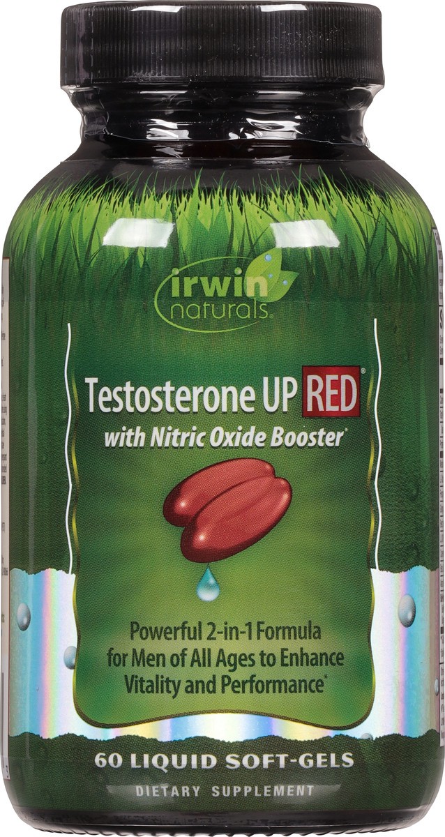 slide 2 of 9, Irwin Naturals Testosterone UP Red with Nitric Oxide Boosters 60 Liquid Soft-Gels, 60 ct