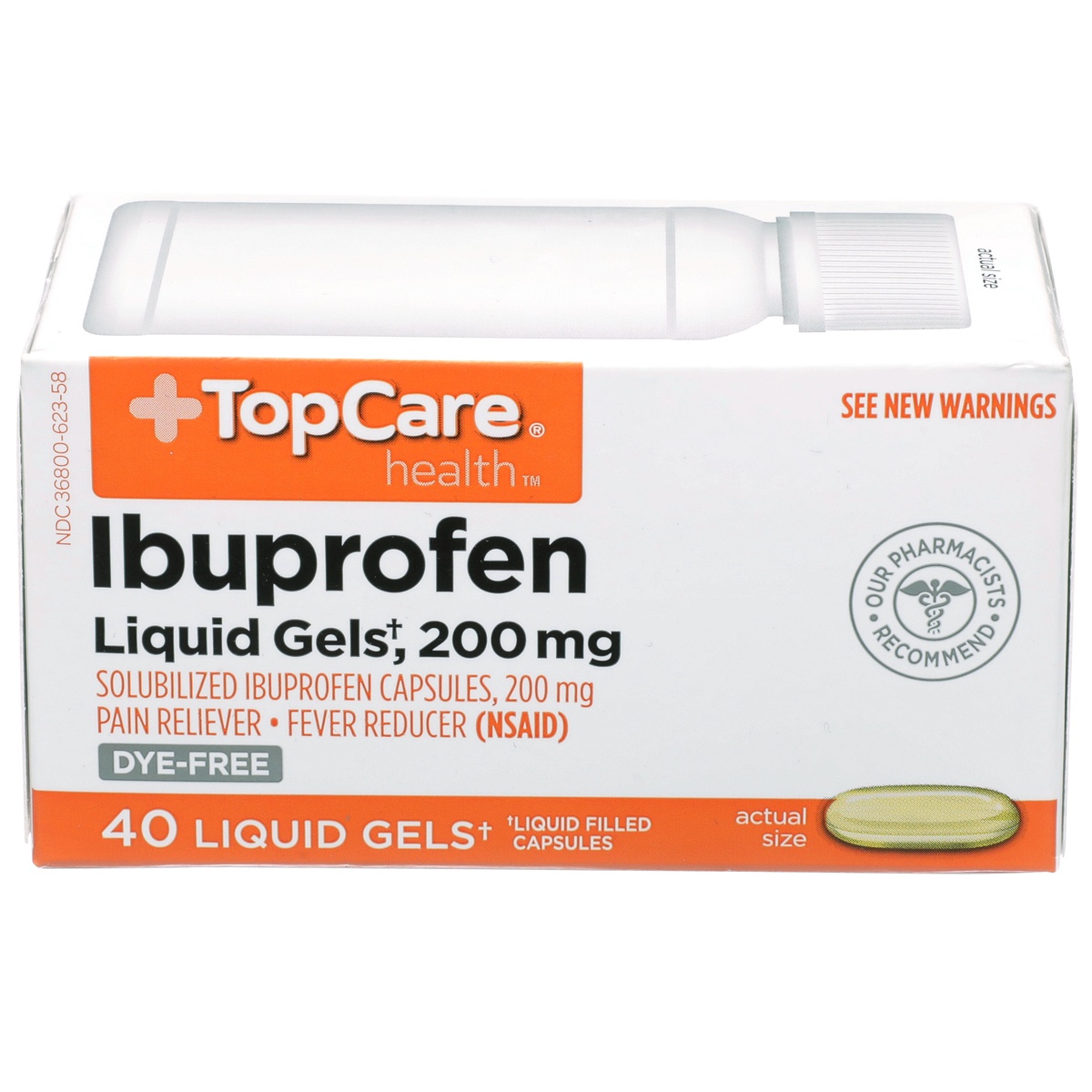 slide 1 of 1, TopCare Solubilized Ibuprofen 200 Mg Pain Reliever-fever Reducer (nsaid) Liquid Gels, 40 ct