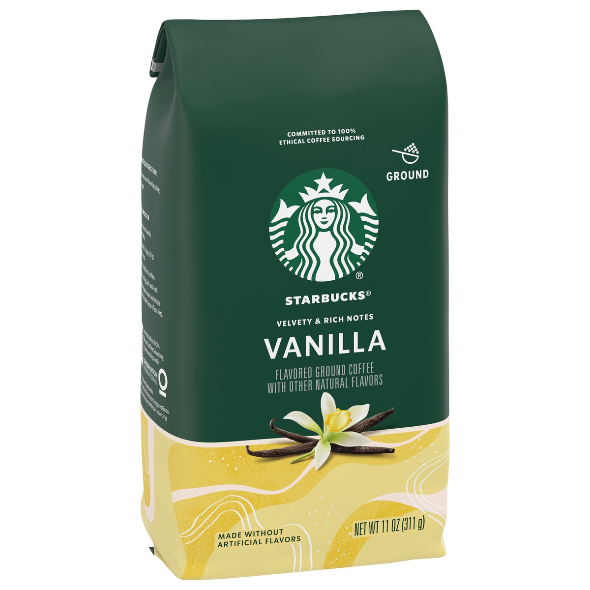 slide 7 of 9, Starbucks Ground Coffee, Vanilla Flavored Coffee, Naturally Flavored, 100% Arabica 1 bag (11 oz), 11 oz