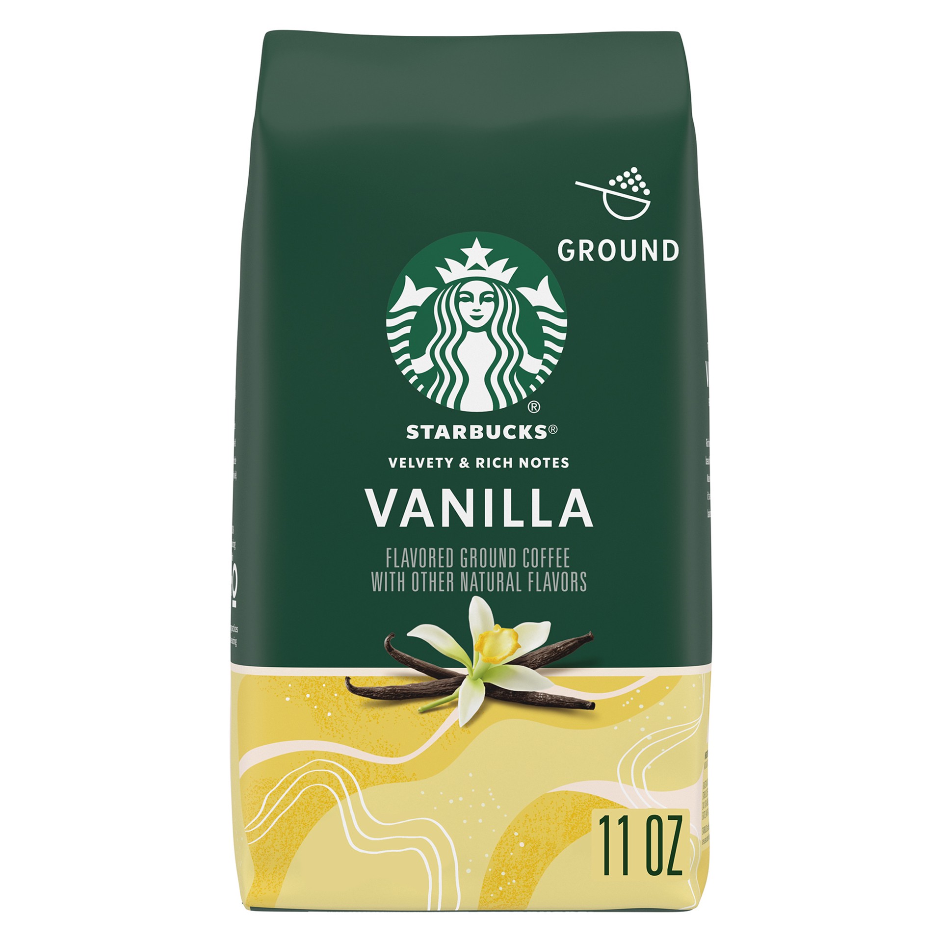 slide 1 of 9, Starbucks Ground Coffee, Vanilla Flavored Coffee, Naturally Flavored, 100% Arabica 1 bag (11 oz), 11 oz