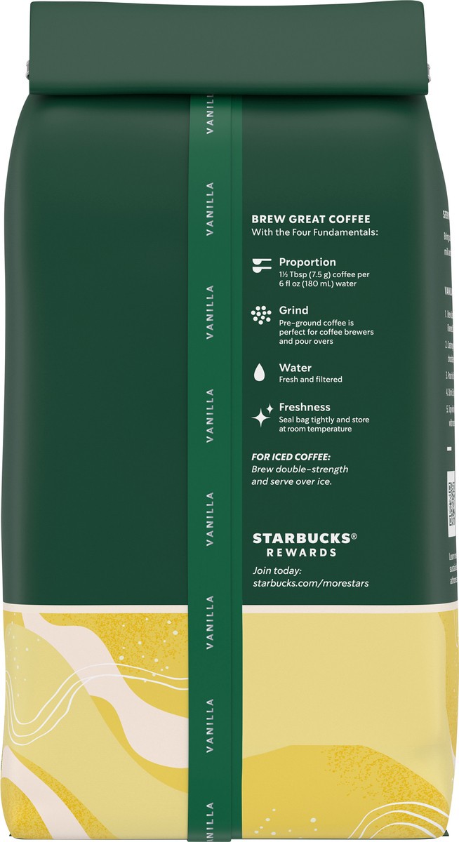 slide 6 of 9, Starbucks Ground Coffee, Vanilla Flavored Coffee, Naturally Flavored, 100% Arabica 1 bag (11 oz), 11 oz