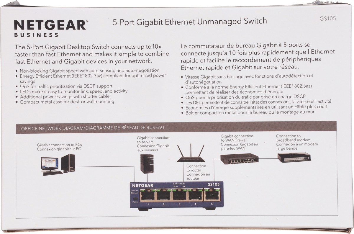 slide 5 of 9, NETGEAR Gs105 Prosafe 5-Port Gigabit Ethernet Switch, 1 ct