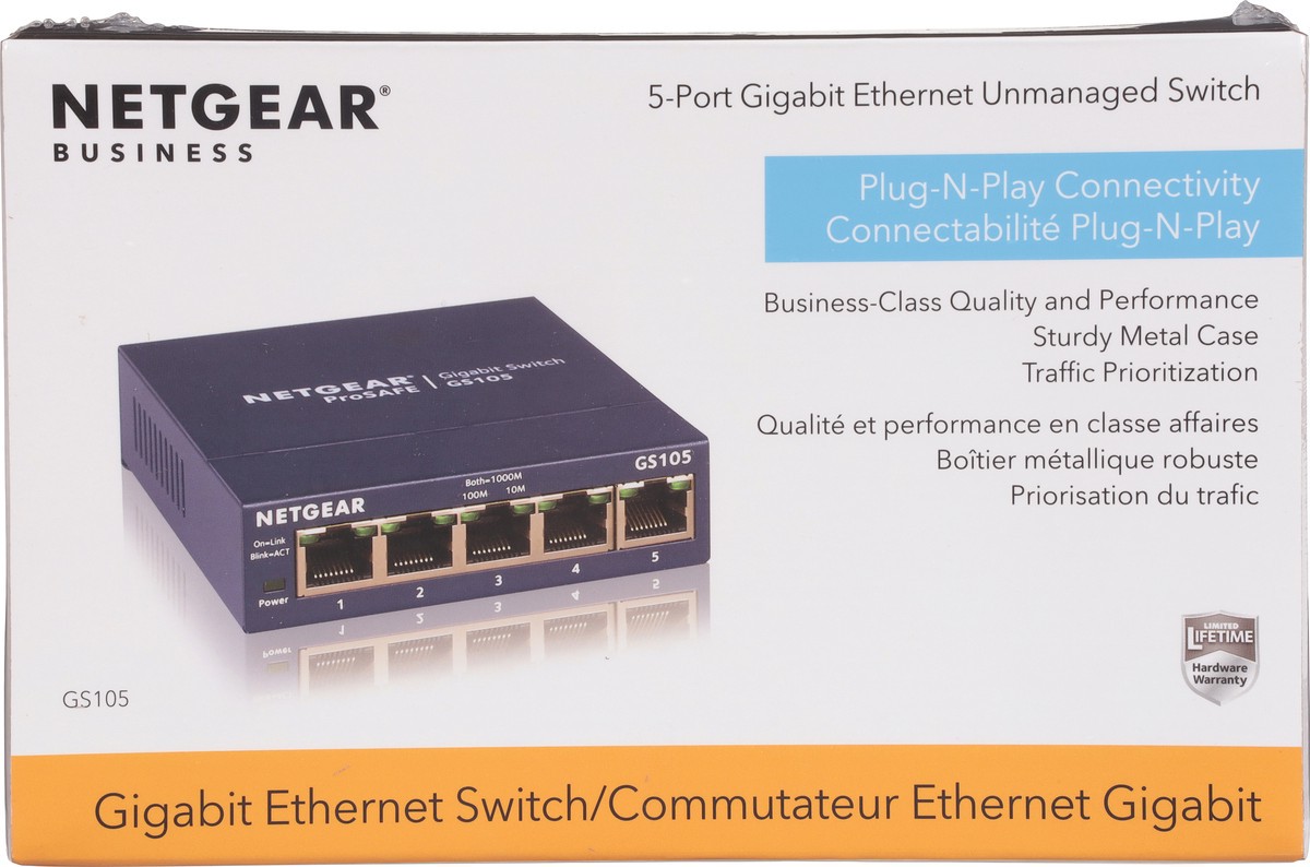 slide 6 of 9, NETGEAR Gs105 Prosafe 5-Port Gigabit Ethernet Switch, 1 ct