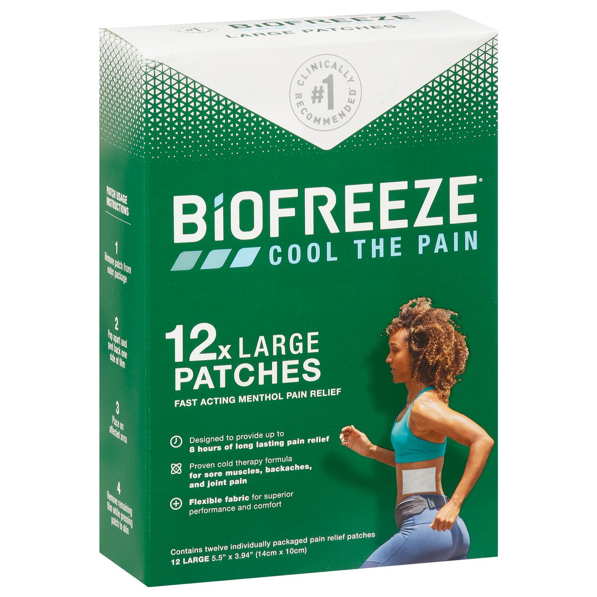 slide 10 of 13, Biofreeze Large Menthol Pain Relief Patches 12 ea, 12 ct