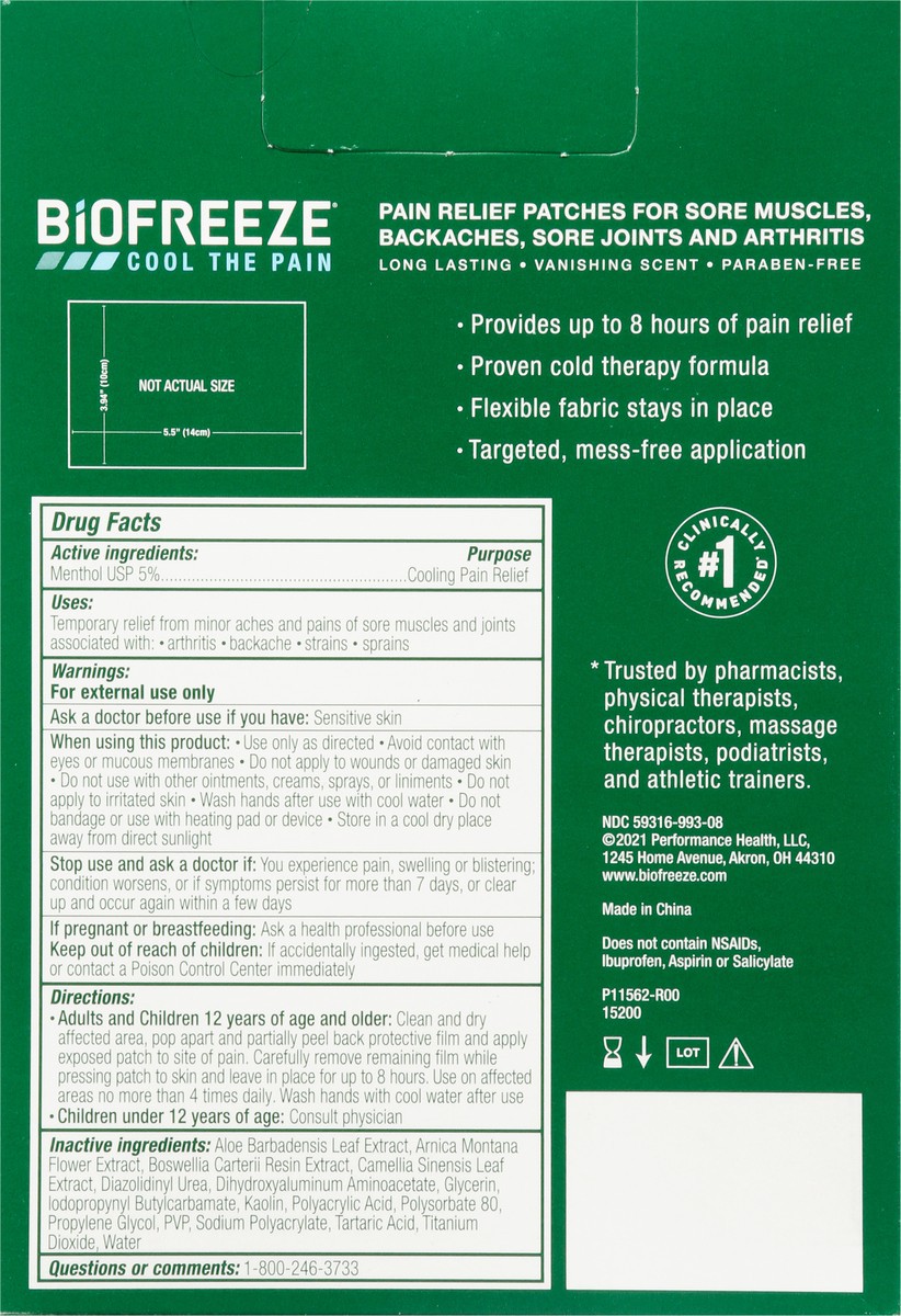 slide 5 of 13, Biofreeze Large Menthol Pain Relief Patches 12 ea, 12 ct