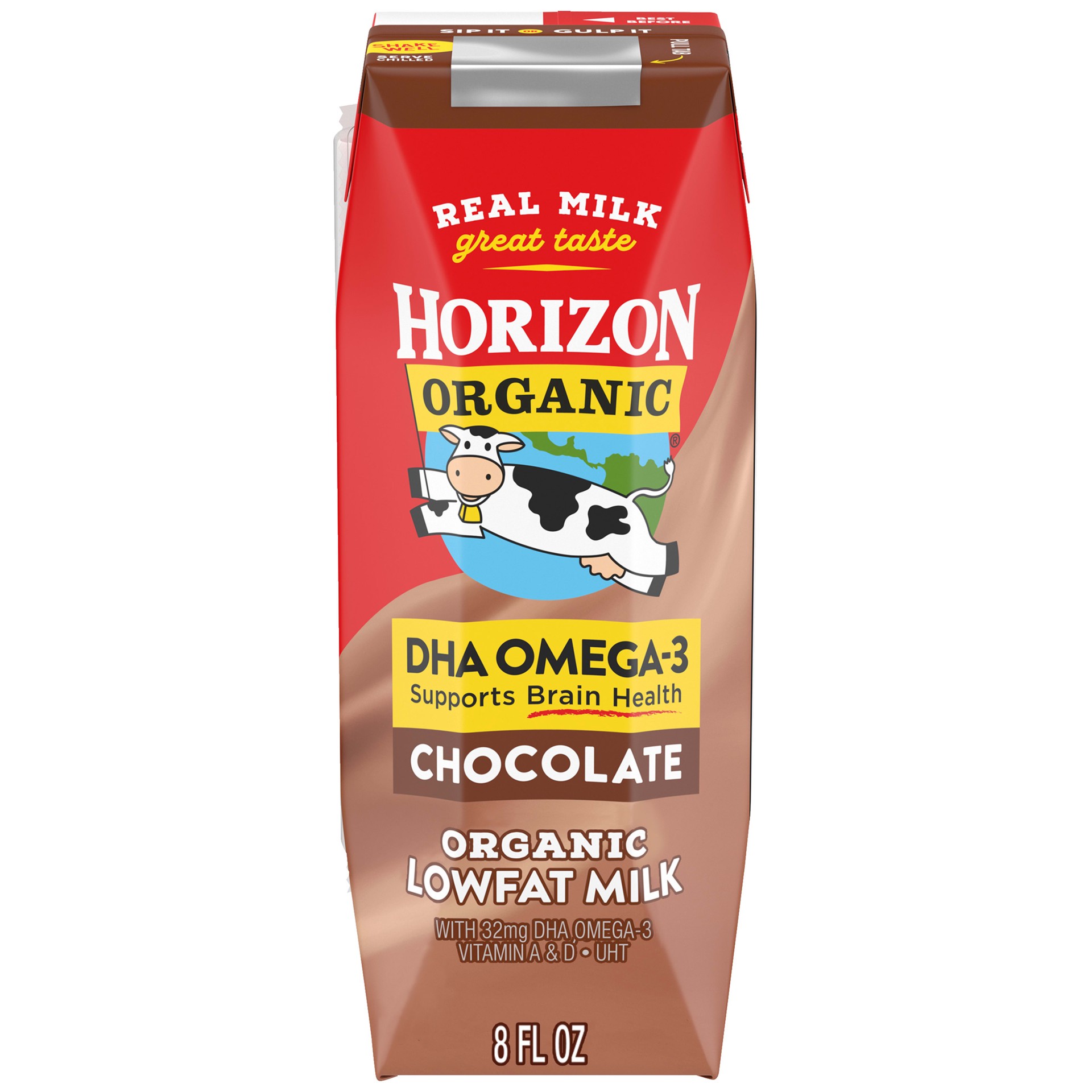 slide 1 of 5, Horizon Organic Shelf-Stable 1% Low Fat milk Boxes with DHA Omega-3, Chocolate, 8 oz., 8 fl oz