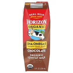 Horizon Organic Shelf-Stable 1% Low Fat Milk Box with DHA Omega-3, Chocolate, 8 fl oz