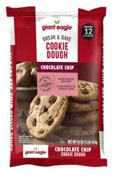 Giant Eagle Break & Bake Cookie Dough, Chocolate Chip