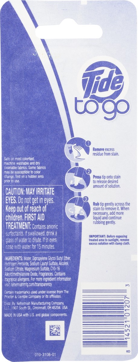 slide 5 of 12, Tide Stain Remover for Clothes with 50% More Stain-Fighting Power and Faster Dry Time, Removes 100+ Stains, Tide To Go Pen, Instant Stain Remover for Clothes, Travel & Pocket Size, 1 Count (Pack of 1), 0.33 fl oz