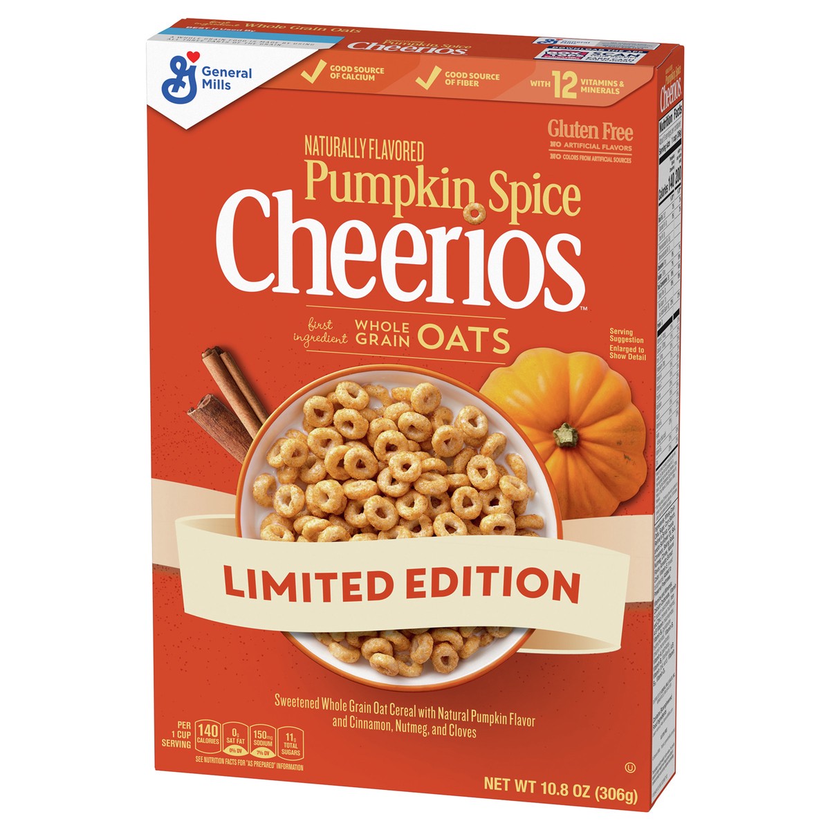 slide 9 of 13, Cheerios Pumpkin Spice Cheerios, Gluten Free Breakfast Cereal, 10.8 OZ, 10.8 oz