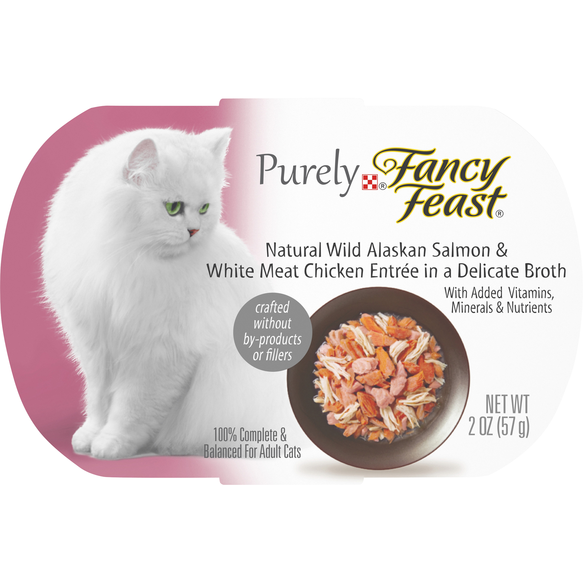 slide 1 of 2, Fancy Feast Purina Fancy Feast Natural Wet Cat Food, Purely Wild Alaskan Salmon & White Meat Chicken Entree, 2 oz